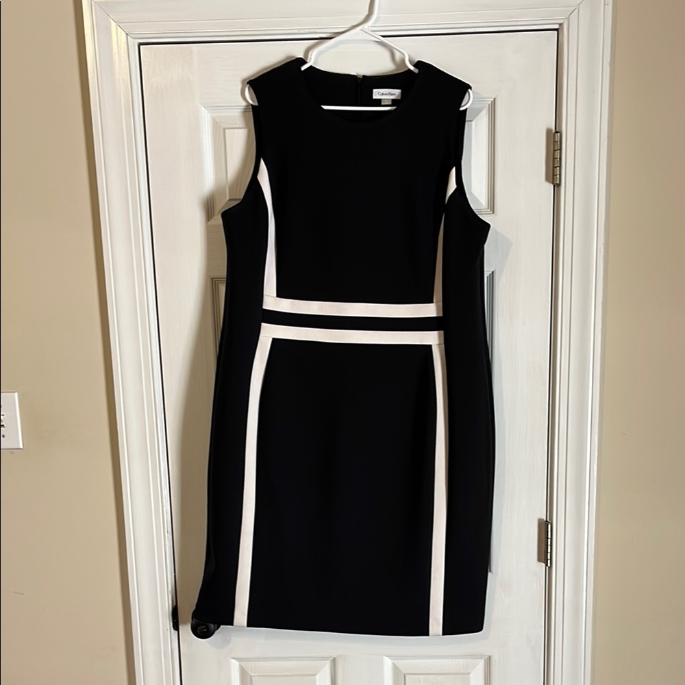 Calvin Klein Black and White Sheath Mini Dress